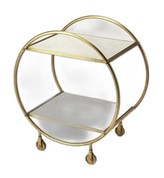 Modern Gold And White Marble Rolling Server - Homeroots