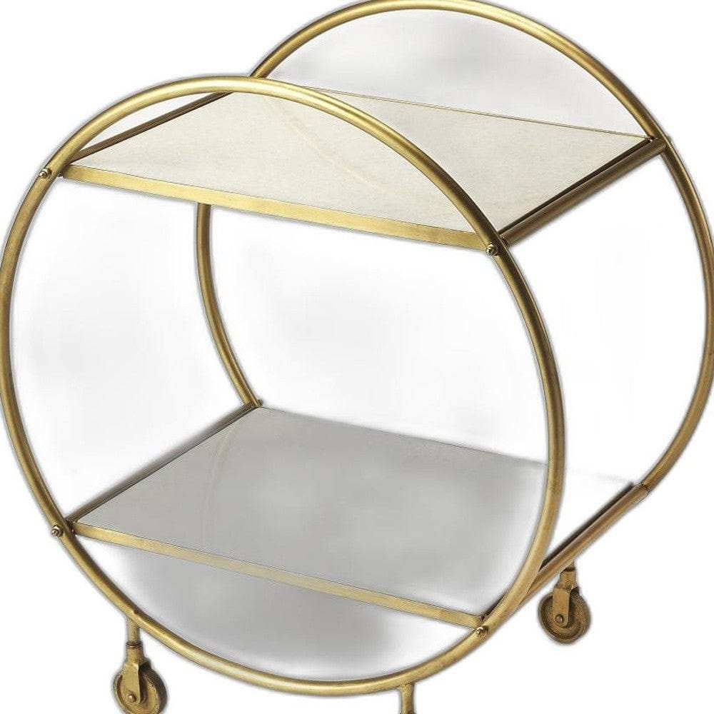Modern Gold And White Marble Rolling Server - Homeroots - Flyclothing LLC