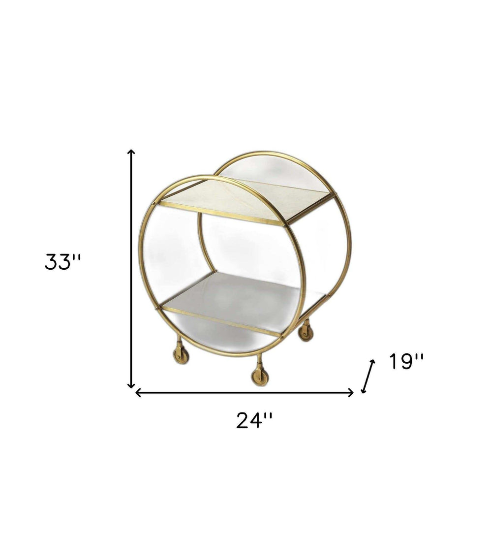 Modern Gold And White Marble Rolling Server - Homeroots - Flyclothing LLC