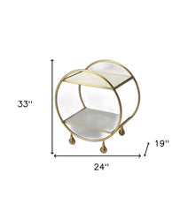 Modern Gold And White Marble Rolling Server - Homeroots