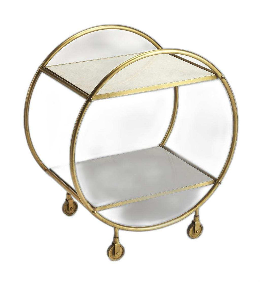 Modern Gold And White Marble Rolling Server - Homeroots - Flyclothing LLC