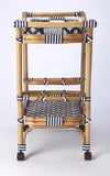 Blue And White Rattan Bar Cart - Homeroots