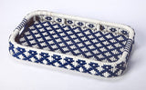 Blue And White Rattan Bar Cart - Homeroots