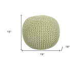 19" Green Round Pouf Ottoman - Homeroots