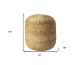 16" Jute Round Pouf Ottoman - Homeroots - Flyclothing LLC