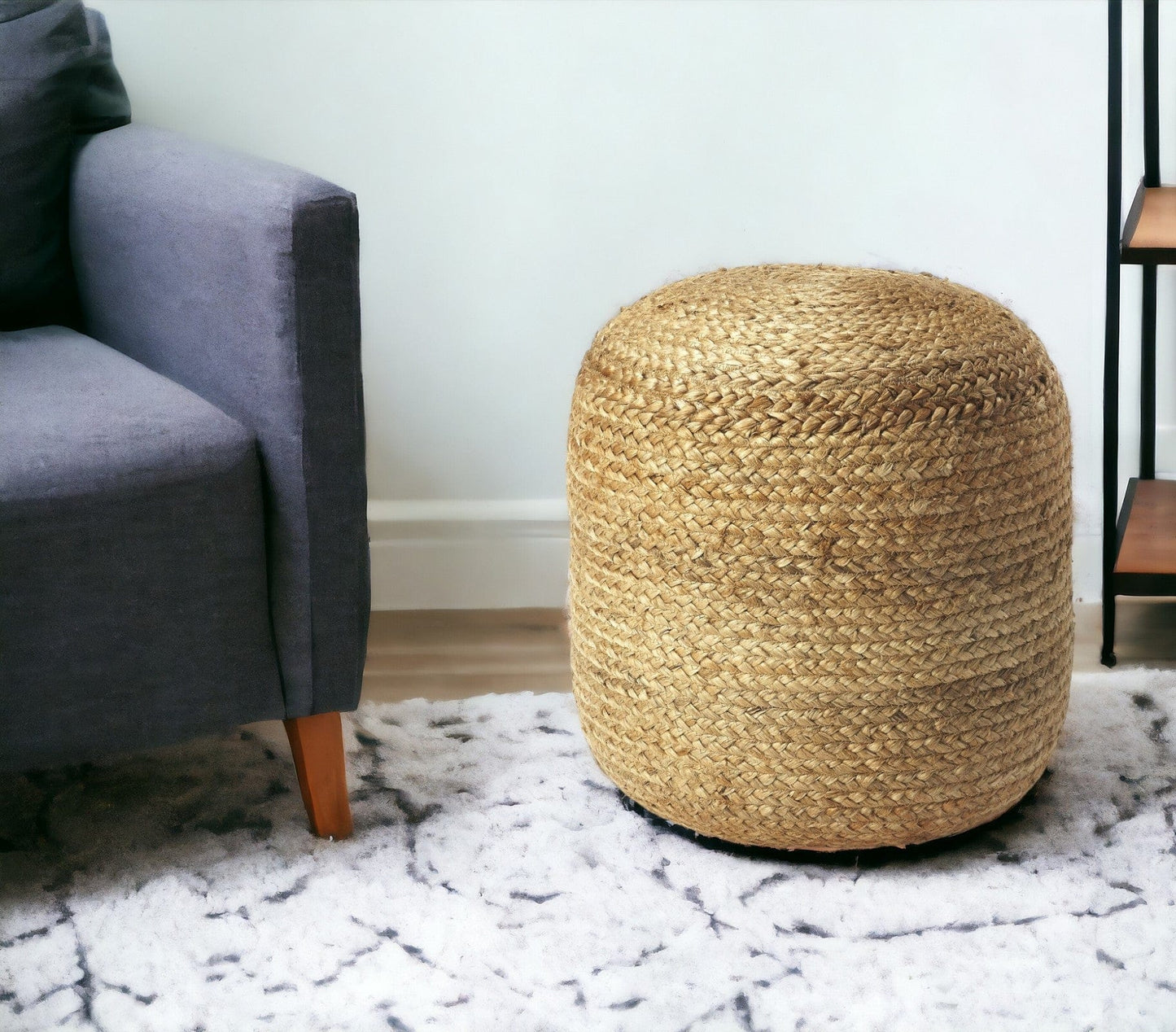 16" Jute Round Pouf Ottoman - Homeroots - Flyclothing LLC
