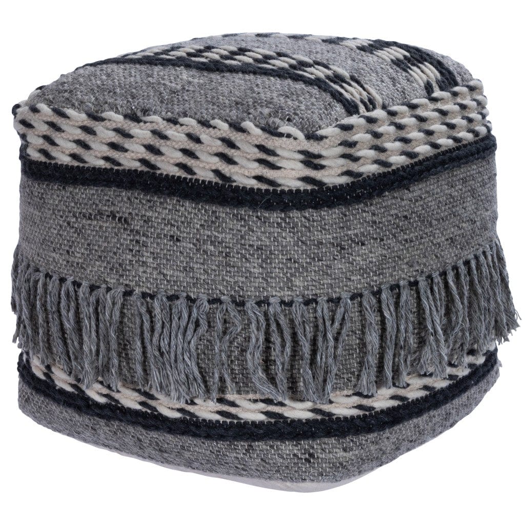 21" Gray Pouf Ottoman - Homeroots - Flyclothing LLC