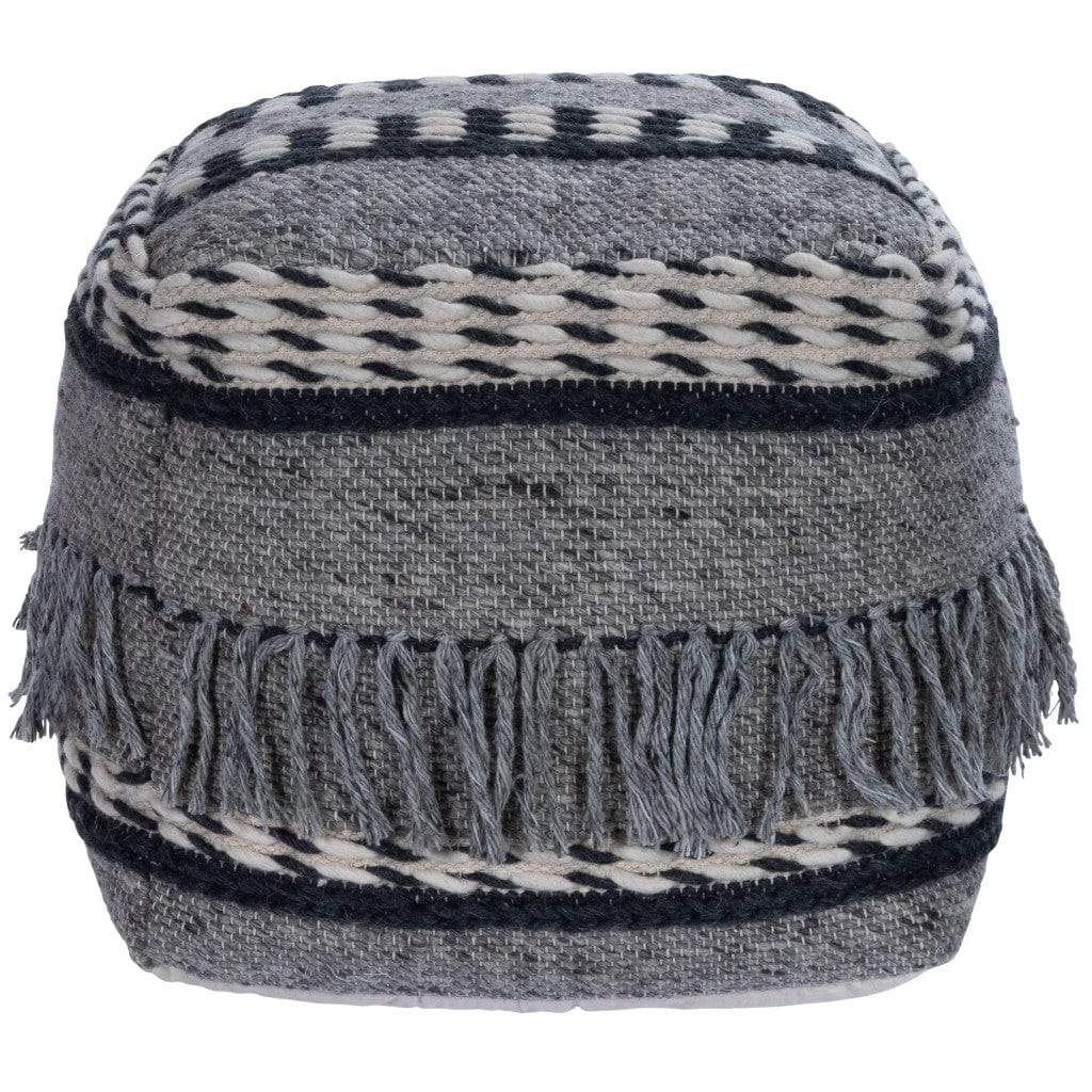 21" Gray Pouf Ottoman - Homeroots - Flyclothing LLC