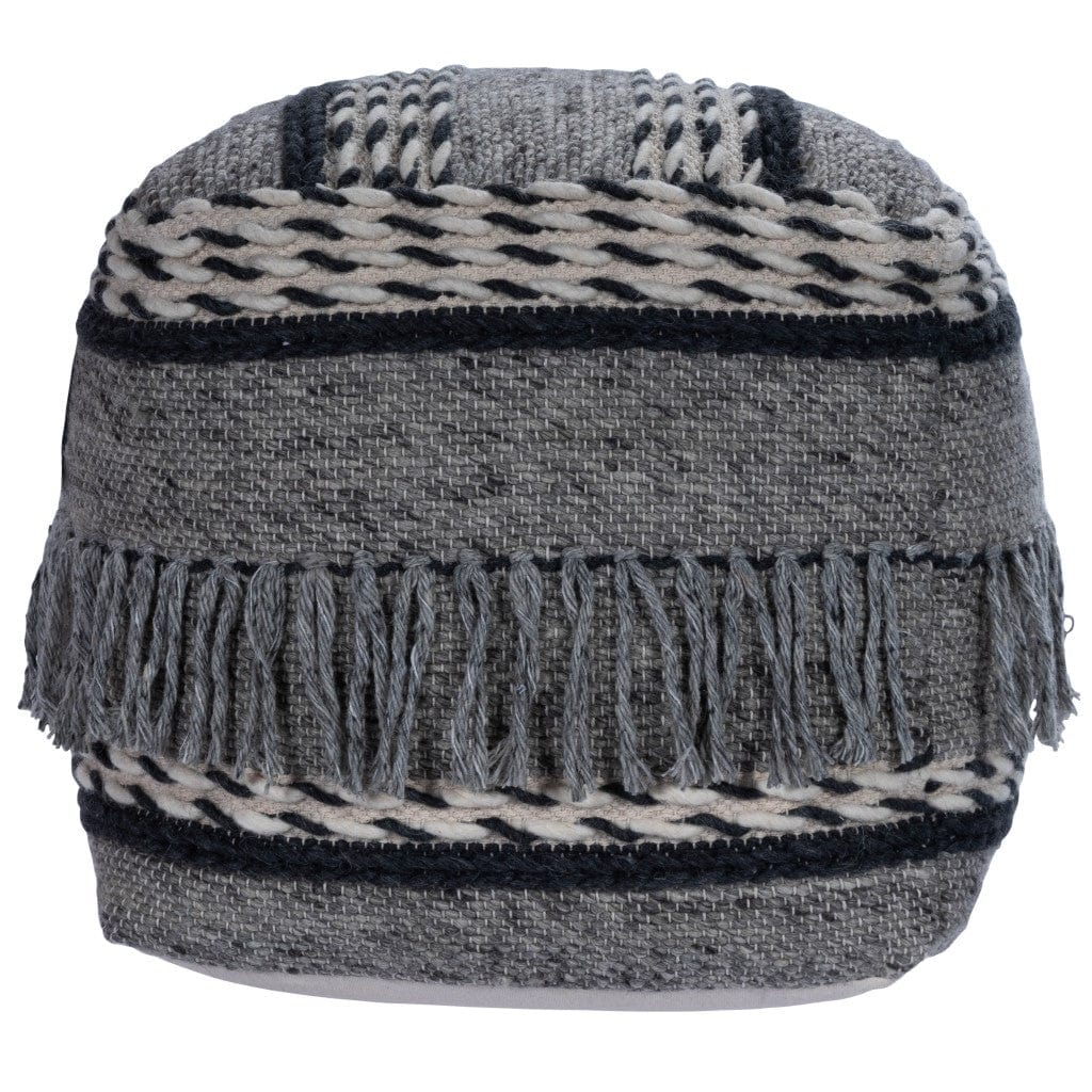 21" Gray Pouf Ottoman - Homeroots - Flyclothing LLC