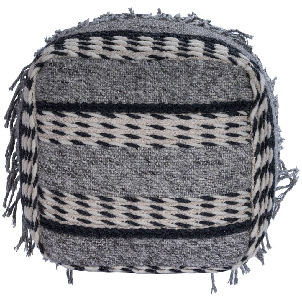 21" Gray Pouf Ottoman - Homeroots - Flyclothing LLC