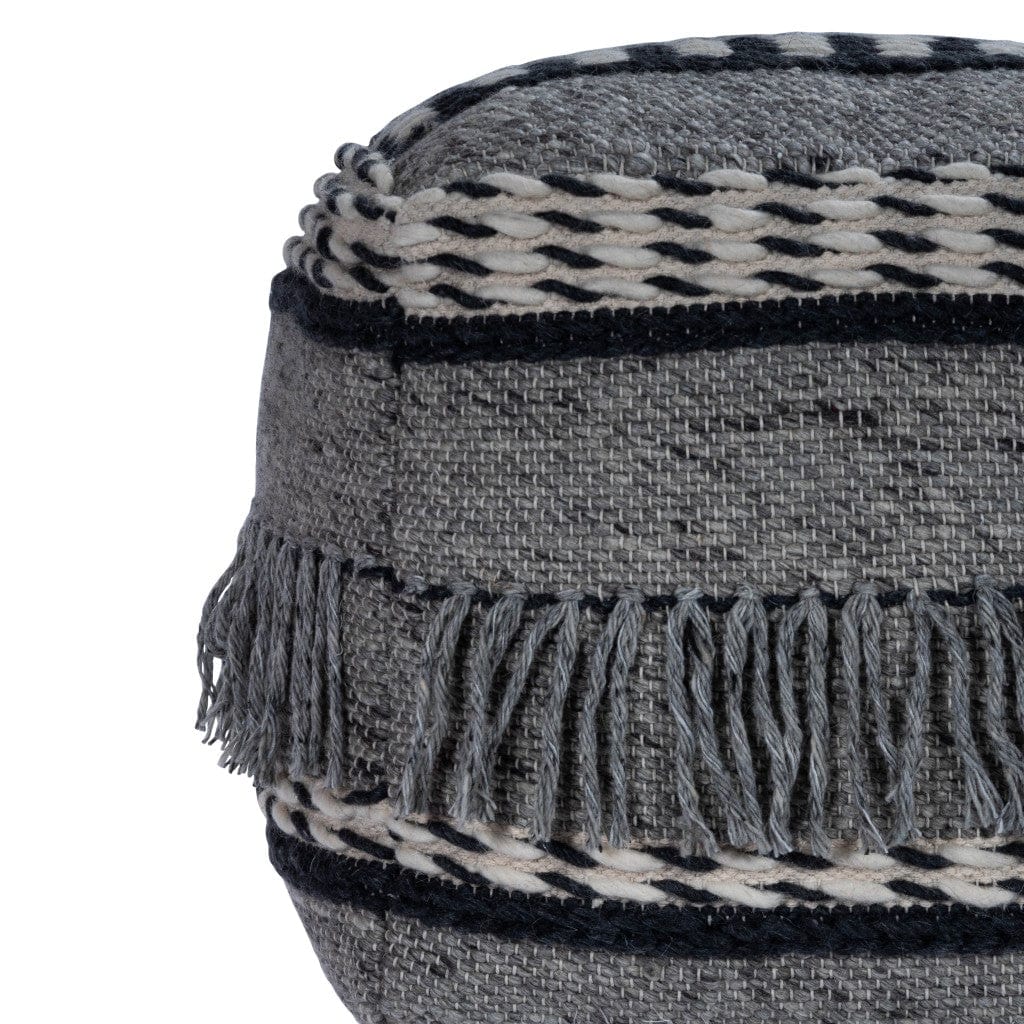 21" Gray Pouf Ottoman - Homeroots - Flyclothing LLC