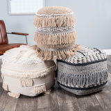 21" Gray Pouf Ottoman - Homeroots - Flyclothing LLC