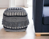 21" Gray Pouf Ottoman - Homeroots - Flyclothing LLC