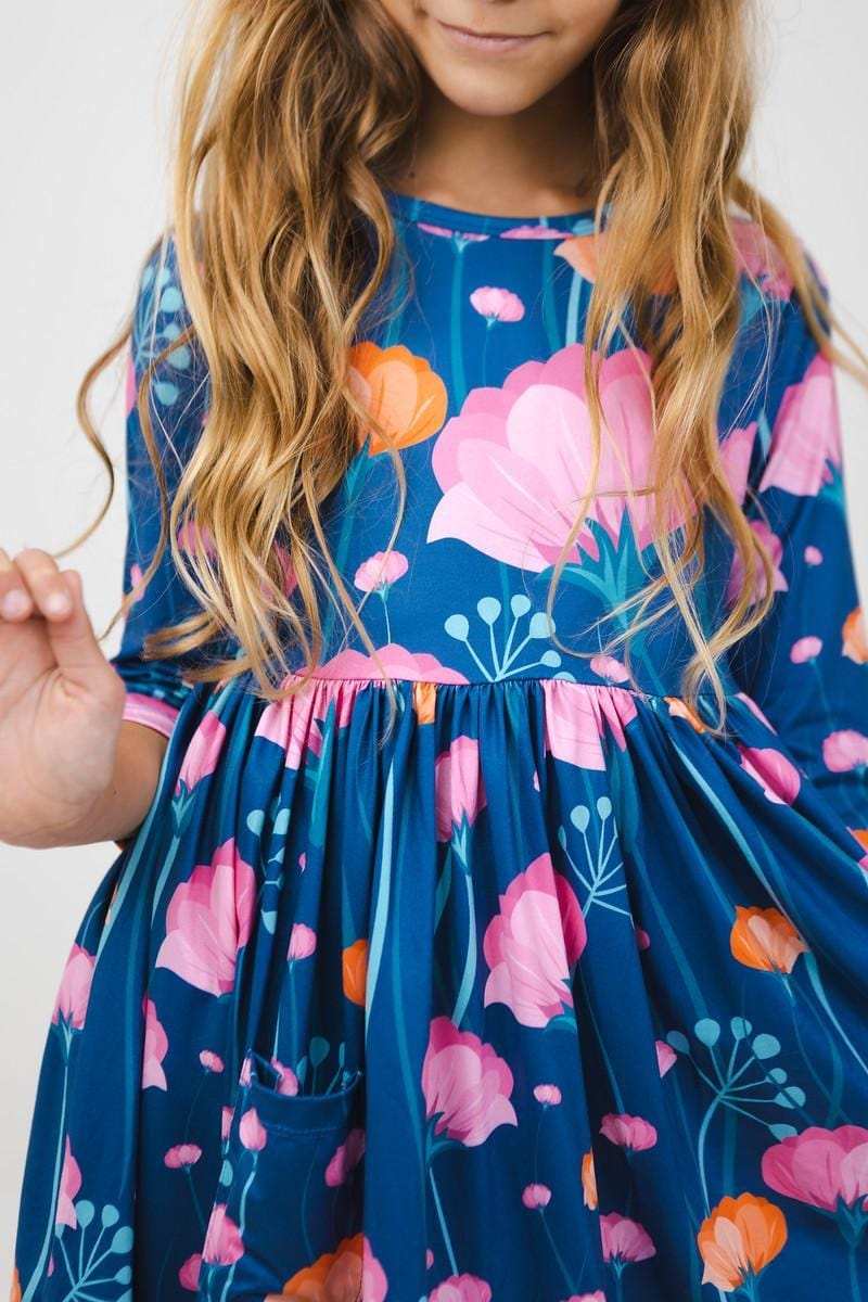 Poppies 3/4 Sleeve Pocket Twirl Dress - Mila & Rose ® - Flyclothing LLC