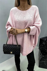 Round Neck Batwing Sleeve Sweater - Trendsi - Flyclothing LLC
