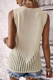 Openwork Round Neck Knit Vest - Trendsi - Flyclothing LLC
