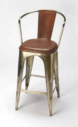 28" Brown And Gold Iron Bar Chair - Homeroots - Flyclothing LLC