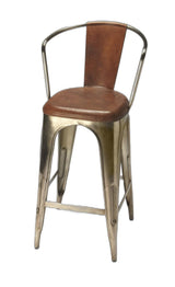 28" Brown And Gold Iron Bar Chair - Homeroots - Flyclothing LLC