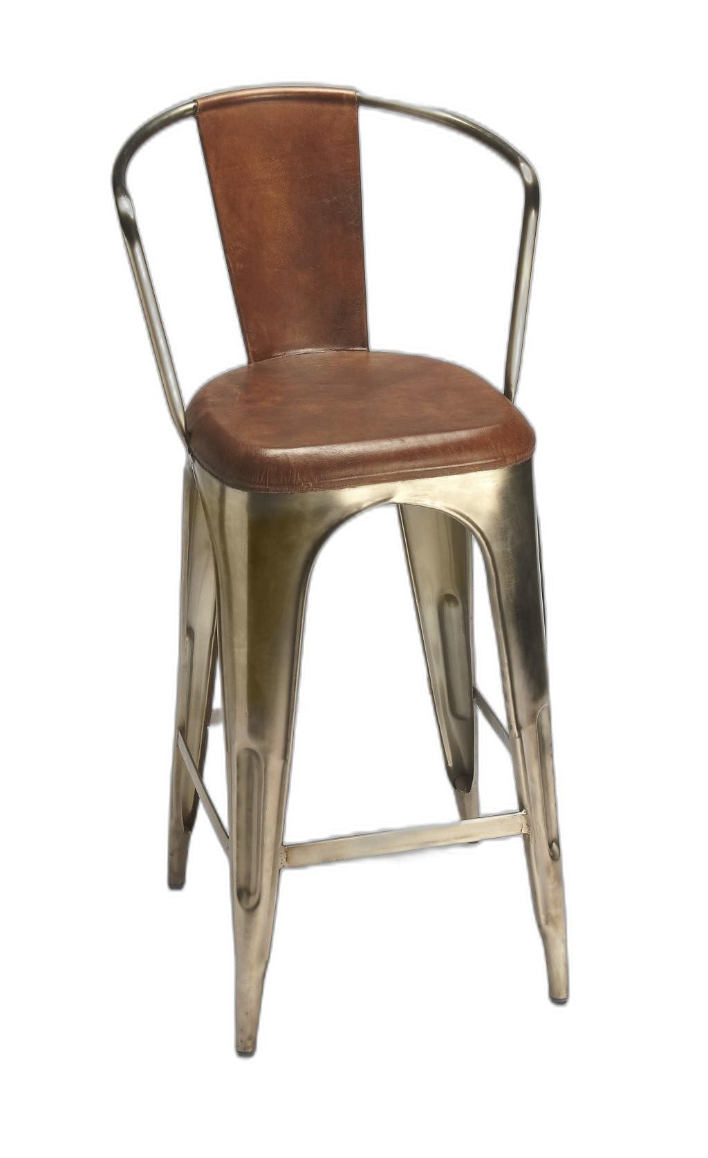 28" Brown And Gold Iron Bar Chair - Homeroots - Flyclothing LLC
