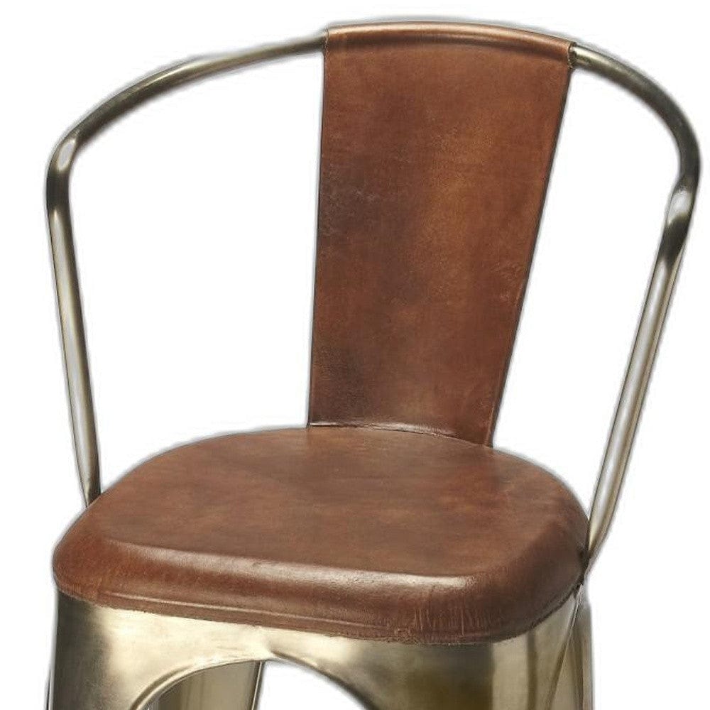 28" Brown And Gold Iron Bar Chair - Homeroots - Flyclothing LLC