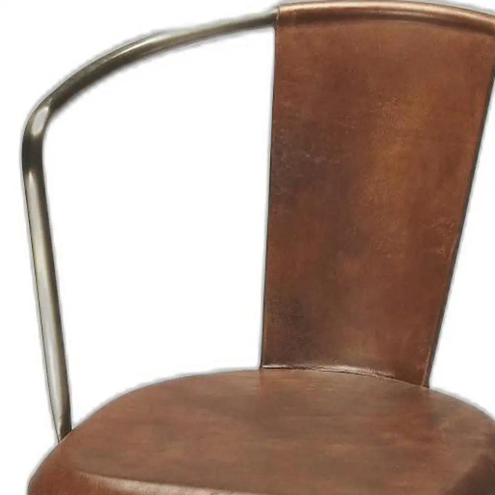 28" Brown And Gold Iron Bar Chair - Homeroots - Flyclothing LLC