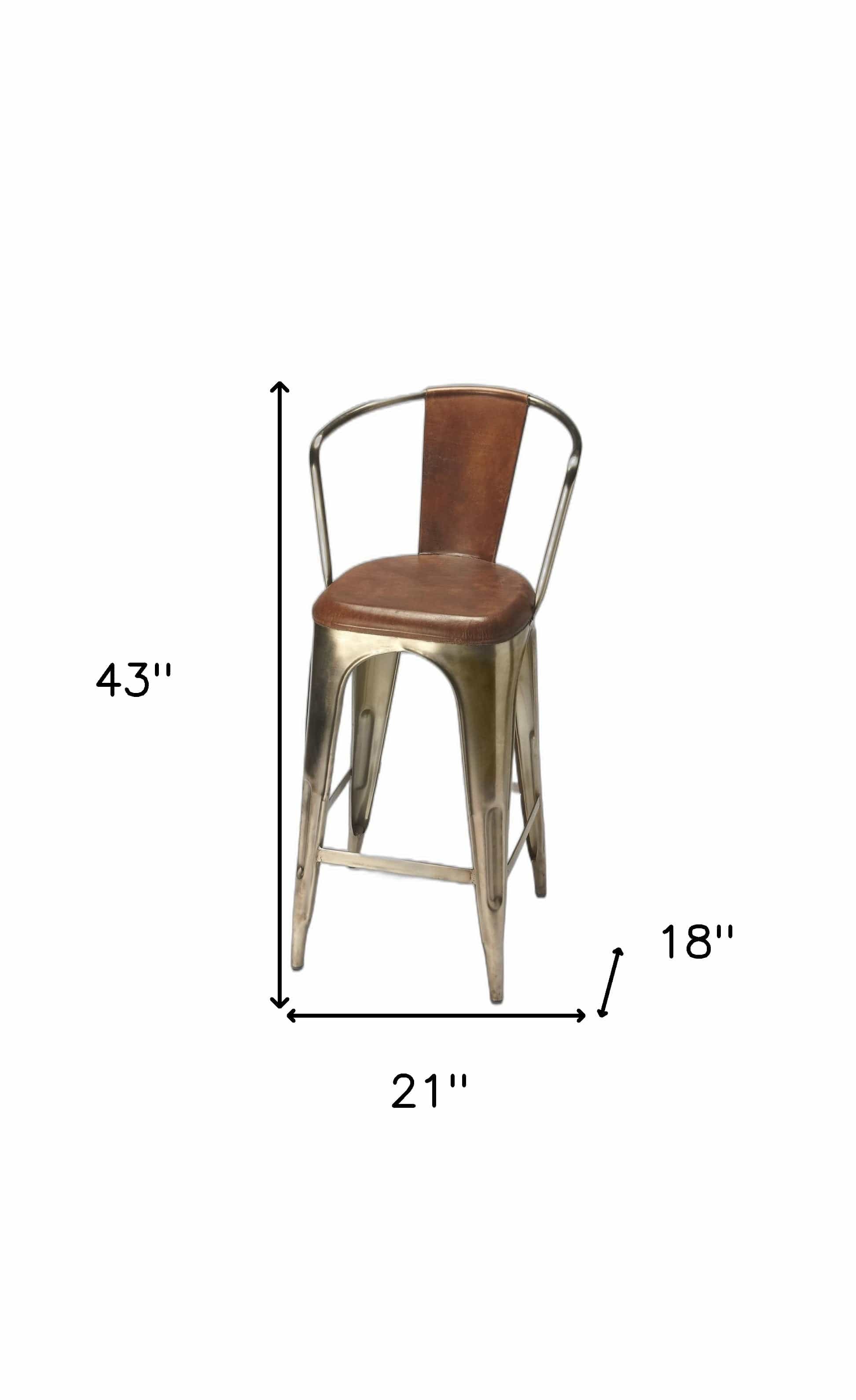 28" Brown And Gold Iron Bar Chair - Homeroots - Flyclothing LLC