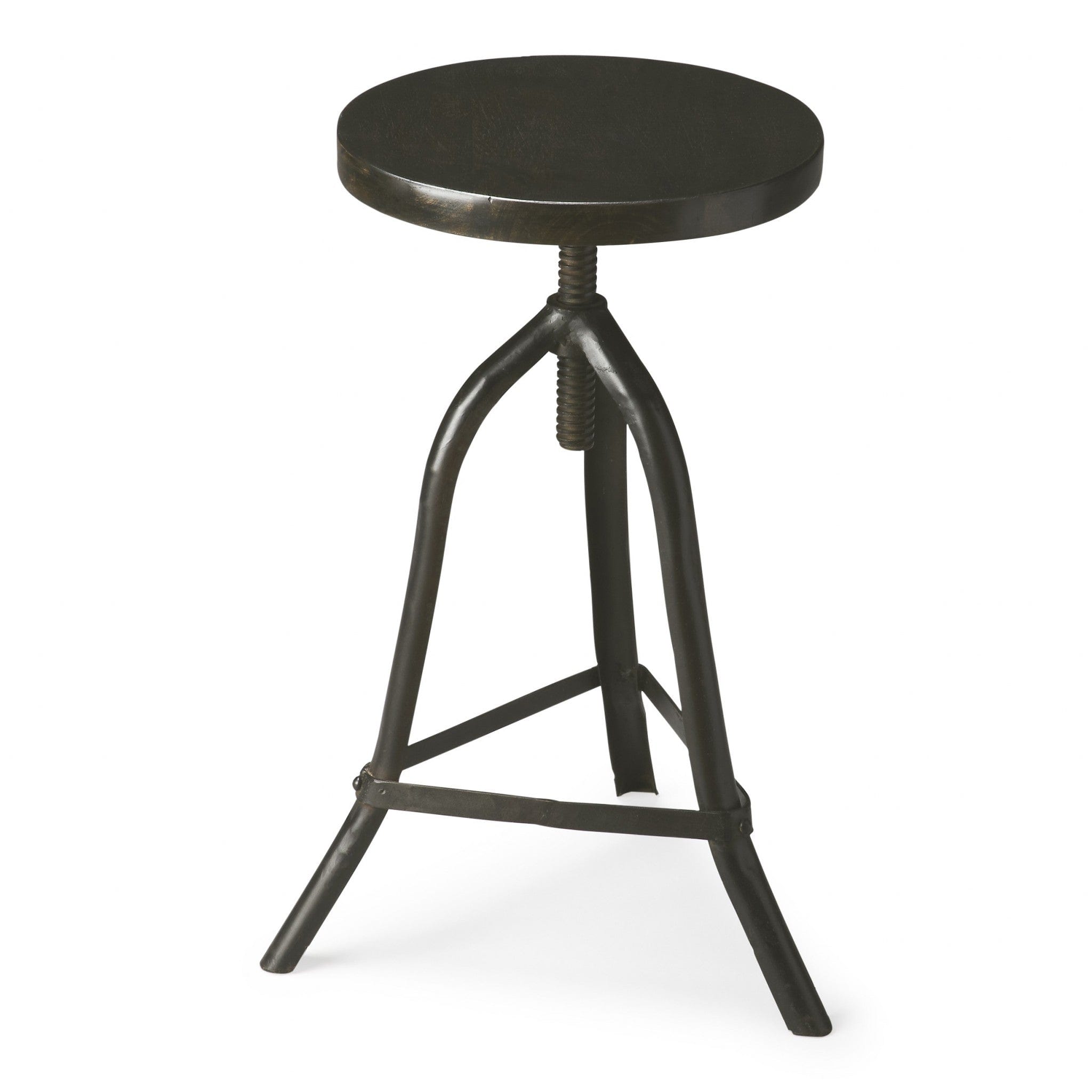 Black Solid Wood And Iron Backless Adjustable Height Bar Chair - Homeroots