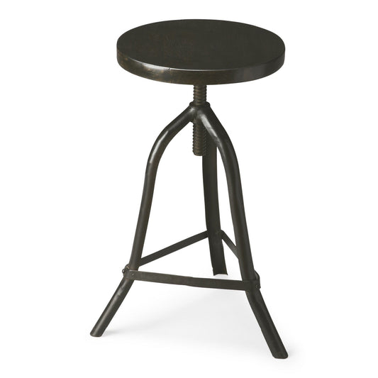 Black Solid Wood And Iron Backless Adjustable Height Bar Chair - Homeroots