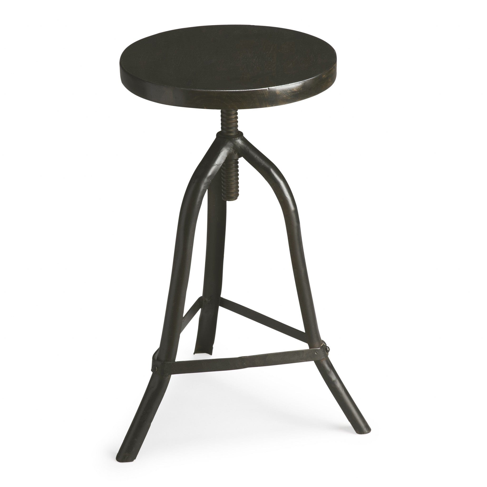 Black Solid Wood And Iron Backless Adjustable Height Bar Chair - Homeroots