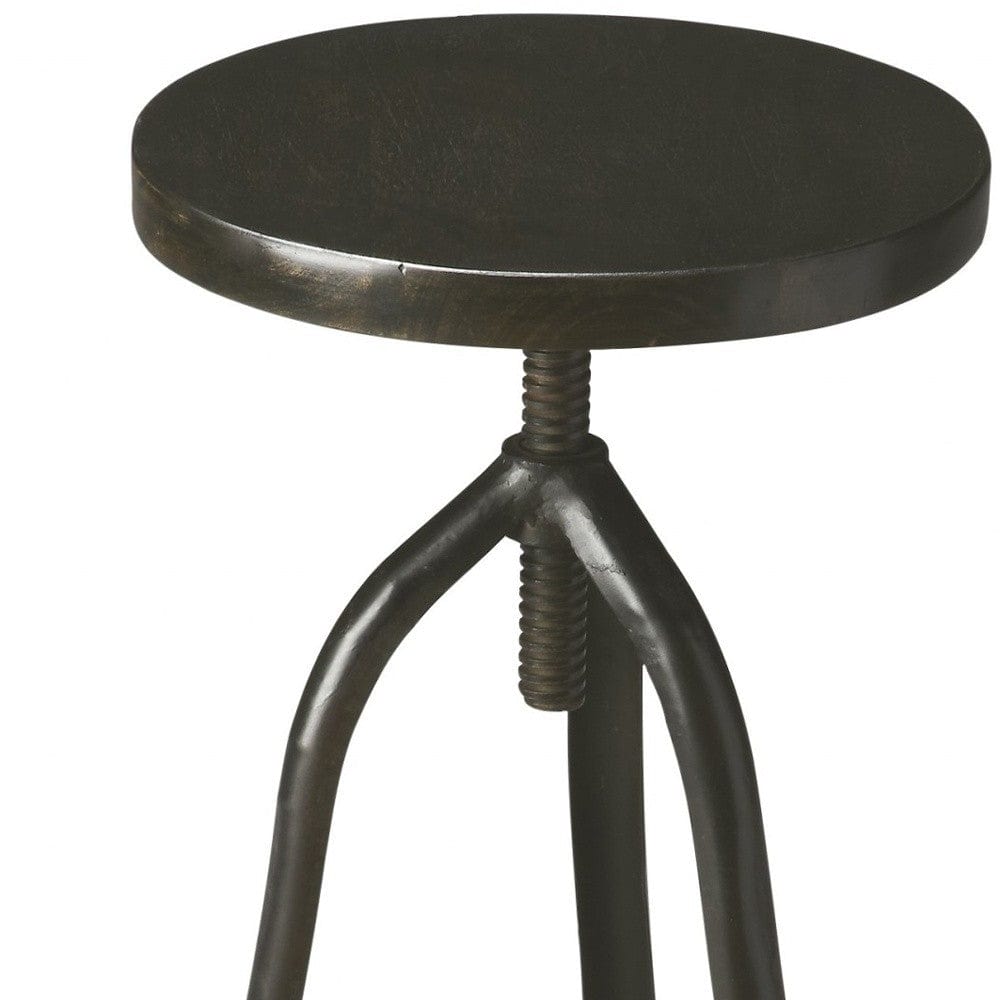 Black Solid Wood And Iron Backless Adjustable Height Bar Chair - Homeroots