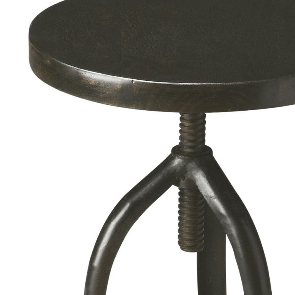 Black Solid Wood And Iron Backless Adjustable Height Bar Chair - Homeroots