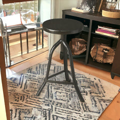 Black Solid Wood And Iron Backless Adjustable Height Bar Chair - Homeroots