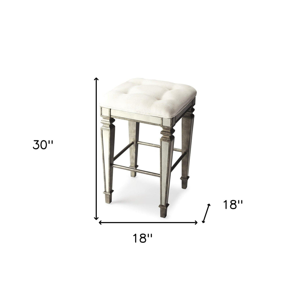 30" White And Silver Backless Counter Height Bar Chair - Homeroots - Flyclothing LLC