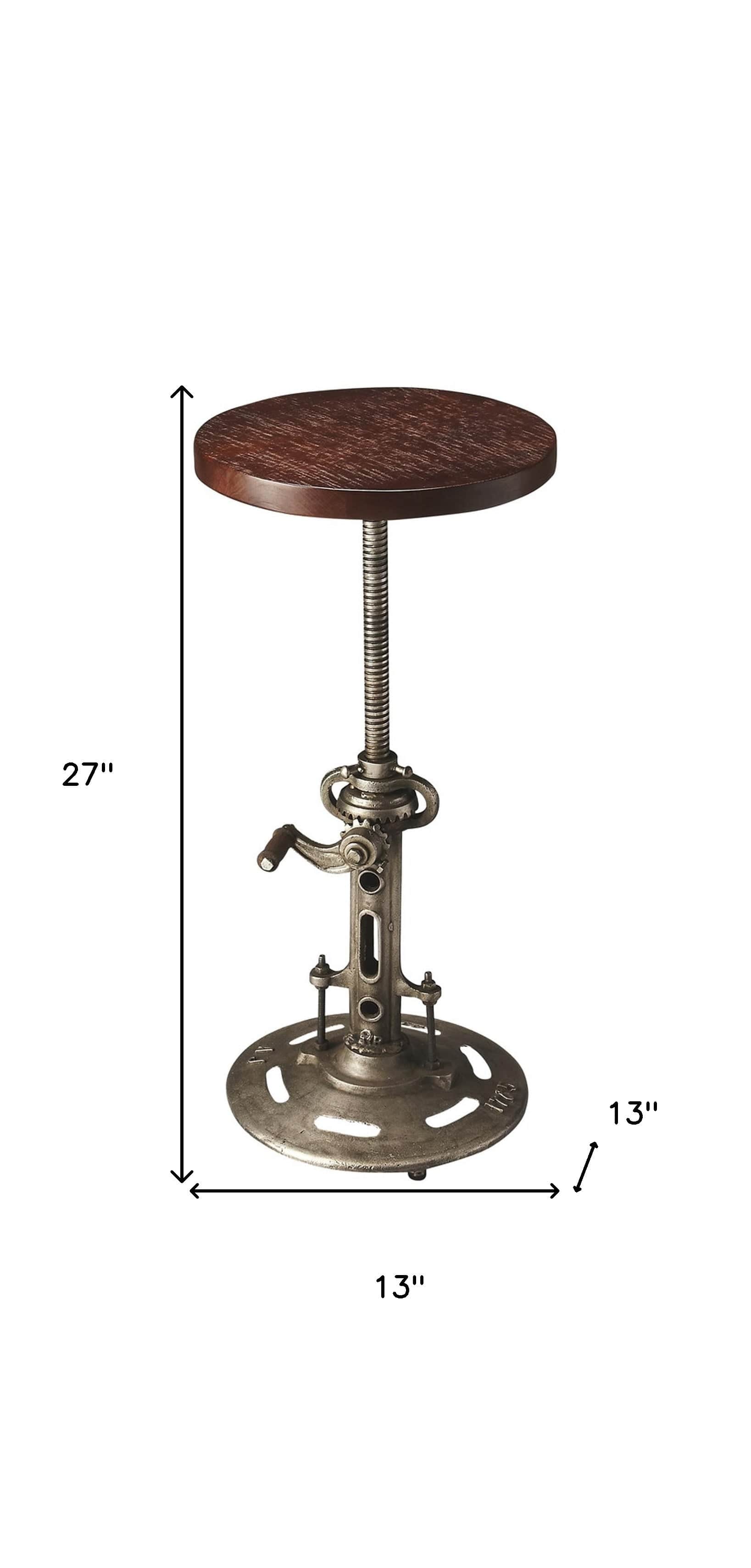27" Brown And Silver Iron Swivel Counter Height Bar Chair - Homeroots