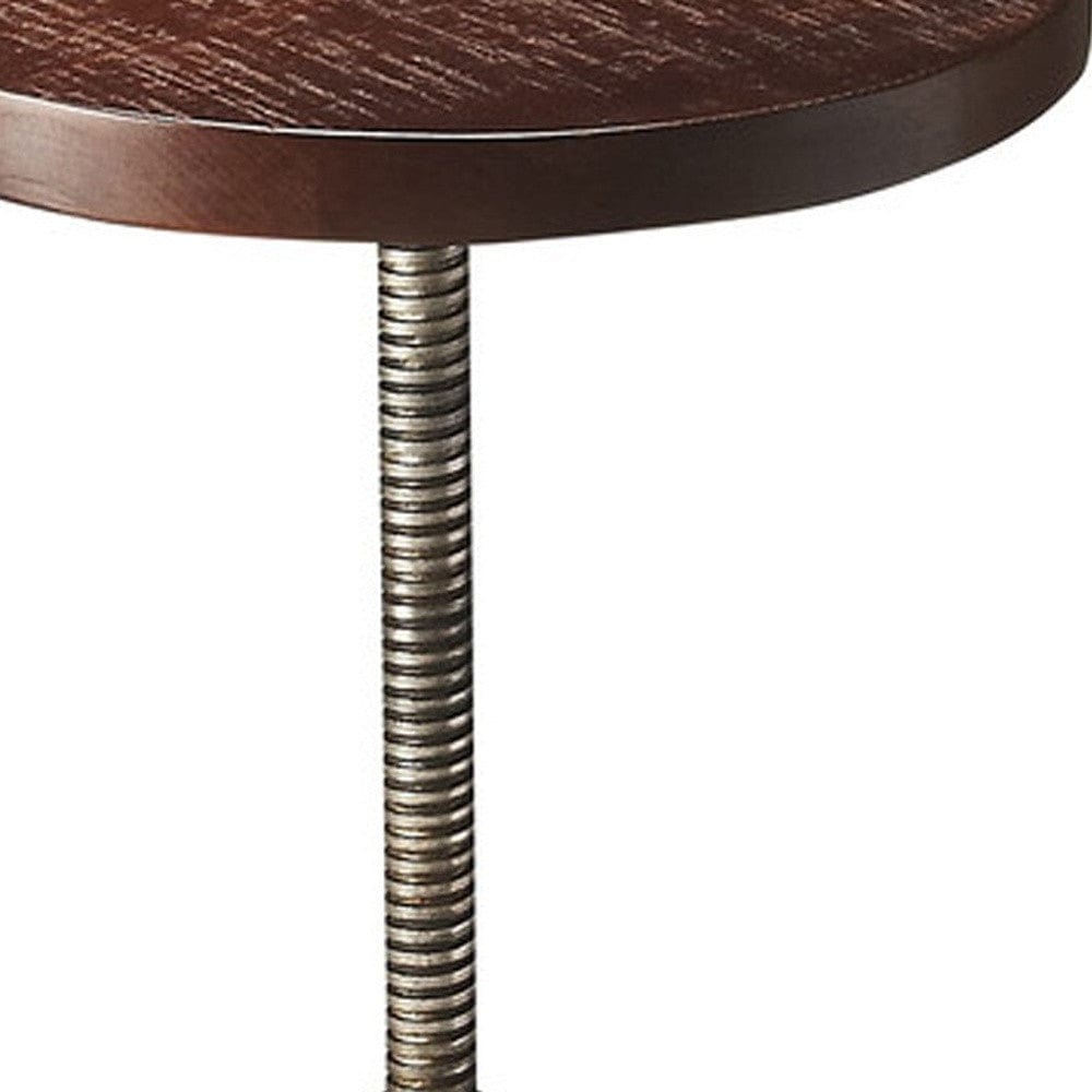 27" Brown And Silver Iron Swivel Counter Height Bar Chair - Homeroots