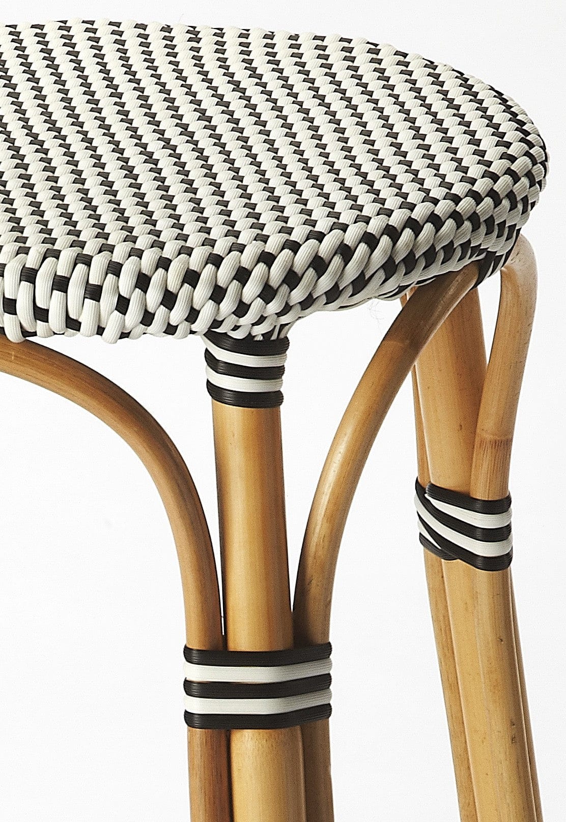 30" Natural Black and White Rattan Backless Bar Height Bar Chair - Homeroots