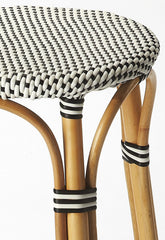 30" Natural Black and White Rattan Backless Bar Height Bar Chair - Homeroots
