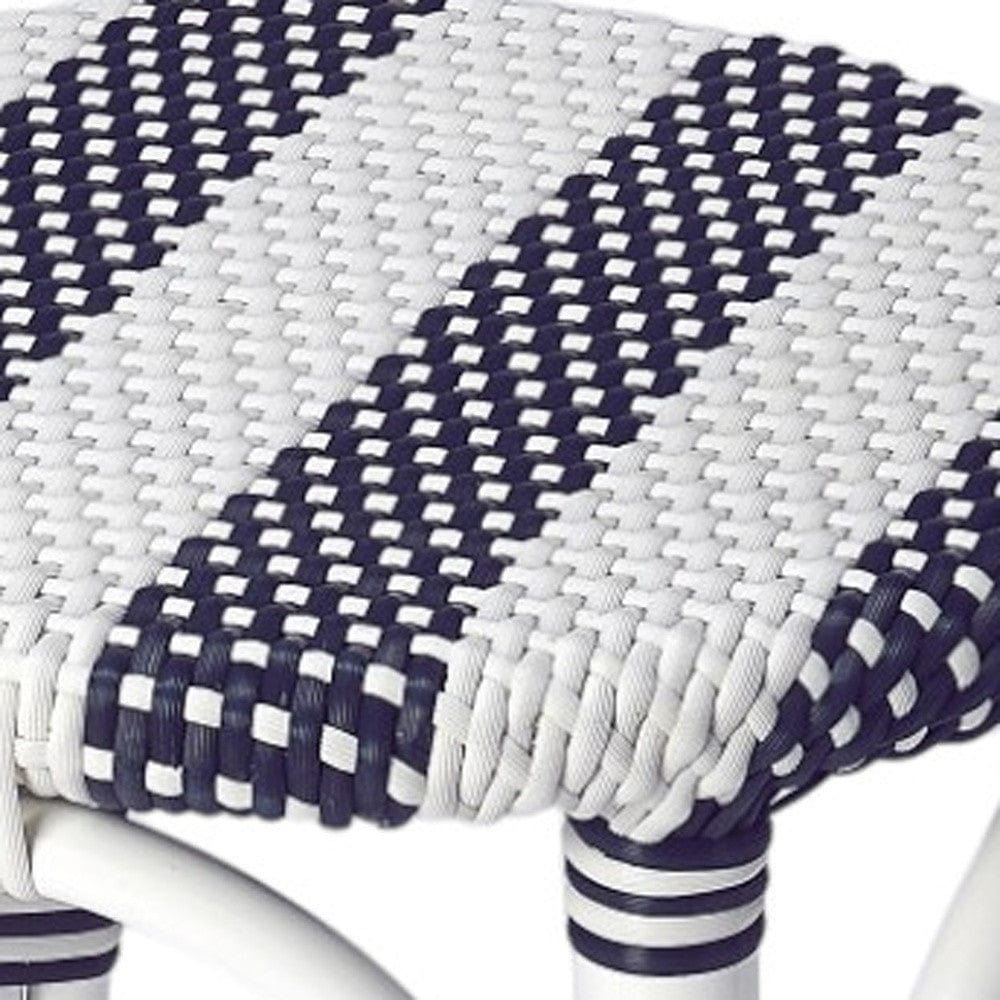 24" Blue and White Rattan Backless Counter Height Bar Chair - Homeroots