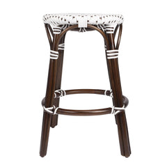 24" Dark Brown White and Brown Rattan Backless Counter Height Bar Chair - Homeroots