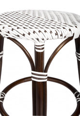 24" Dark Brown White and Brown Rattan Backless Counter Height Bar Chair - Homeroots