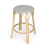 24" Natural Gray and White Rattan Backless Counter Height Bar Chair - Homeroots
