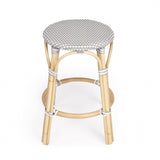 24" Natural Gray and White Rattan Backless Counter Height Bar Chair - Homeroots