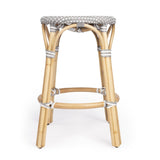 24" Natural Gray and White Rattan Backless Counter Height Bar Chair - Homeroots - Flyclothing LLC