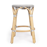 24" Natural Gray and White Rattan Backless Counter Height Bar Chair - Homeroots