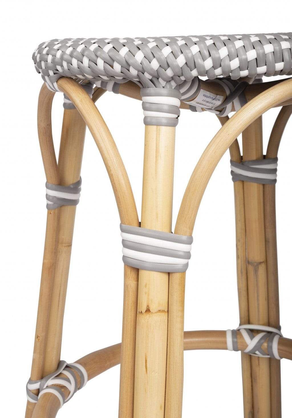 24" Natural Gray and White Rattan Backless Counter Height Bar Chair - Homeroots - Flyclothing LLC