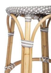 24" Natural Gray and White Rattan Backless Counter Height Bar Chair - Homeroots