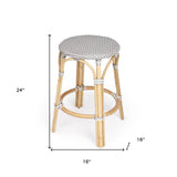 24" Natural Gray and White Rattan Backless Counter Height Bar Chair - Homeroots - Flyclothing LLC