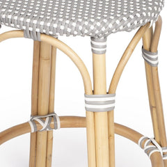 24" Natural Gray and White Rattan Backless Counter Height Bar Chair - Homeroots