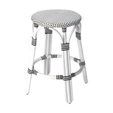 24" Black and White Rattan Backless Counter Height Bar Chair - Homeroots