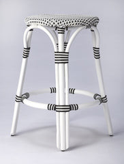 24" Black and White Rattan Backless Counter Height Bar Chair - Homeroots